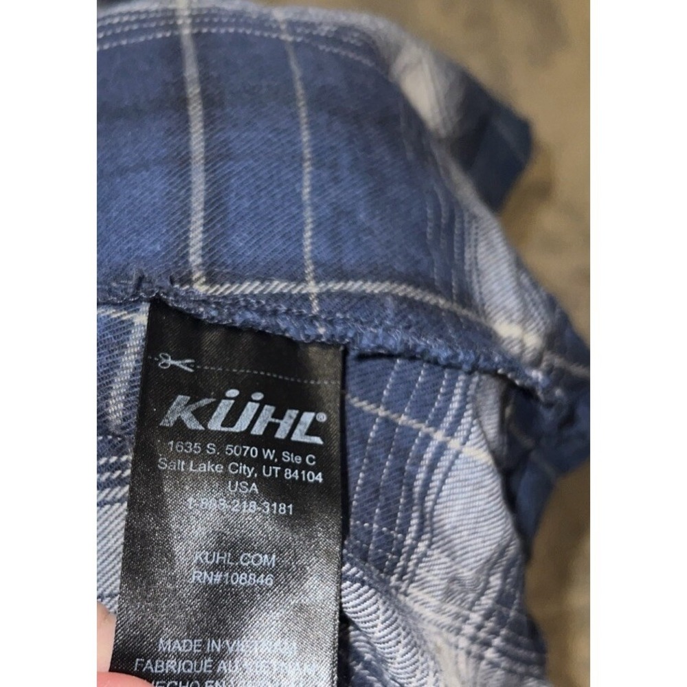 Kuhl Lowdown Shirt Mens Sz Medium Blue  Plaid Flannel Pearl Snap Western Outdoor - Picture 3 of 6